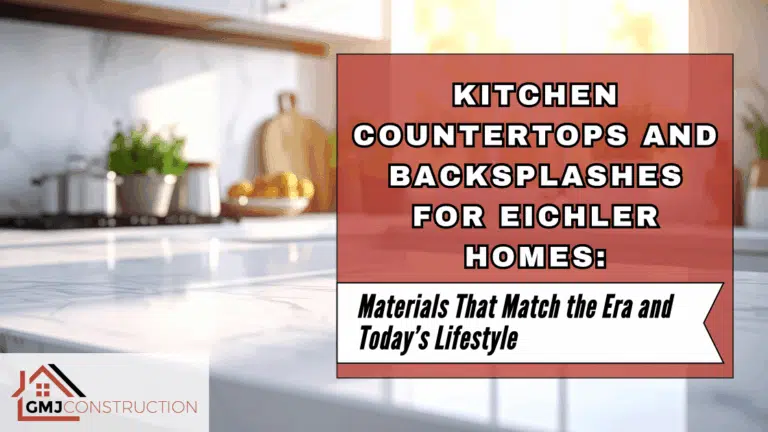 Kitchen counter with text about countertops and backsplashes