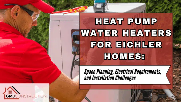 Man in red shirt installing a heat pump water heater