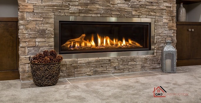 Linear Indoor Fireplace - GMJ Construction