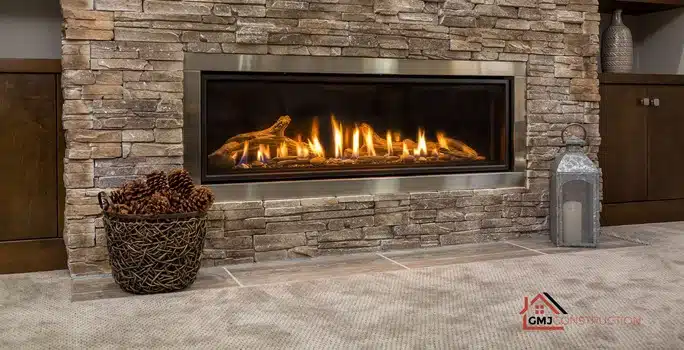 Linear Indoor Fireplace - GMJ Construction