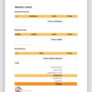 Project Costs - GMJ Construction