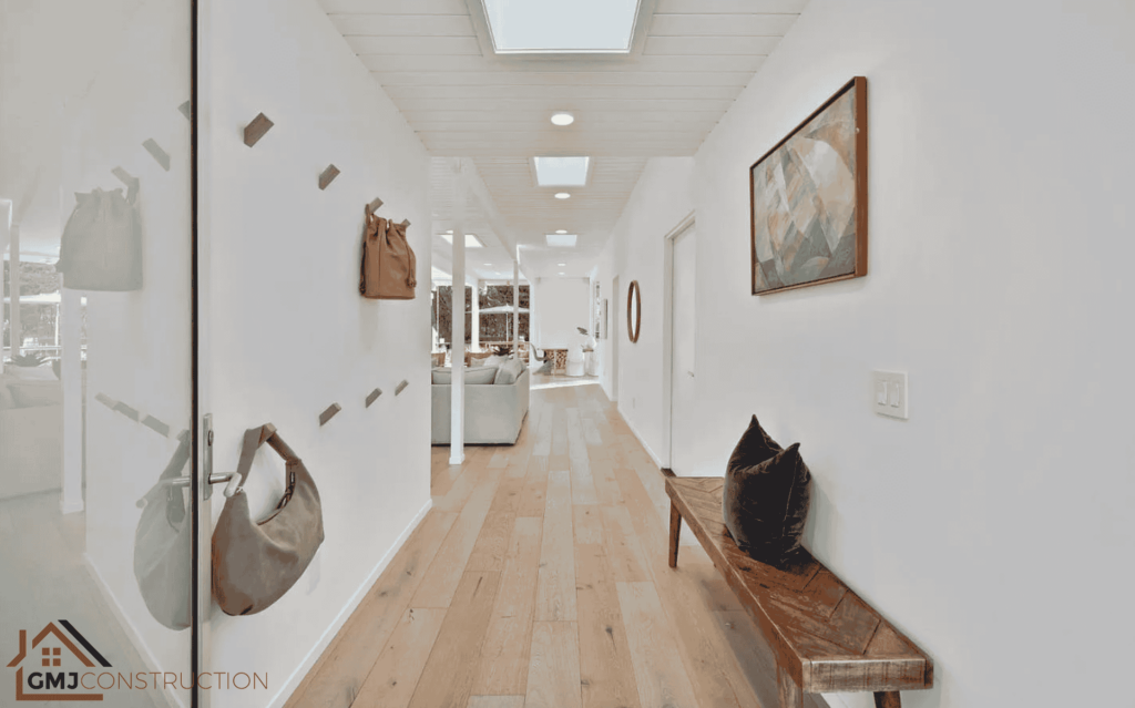 Hardwood flooring installation in an Eichler home