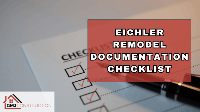 Checklist and pen for remodel documentation