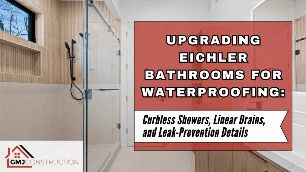 Eichler bathroom with curbless shower,