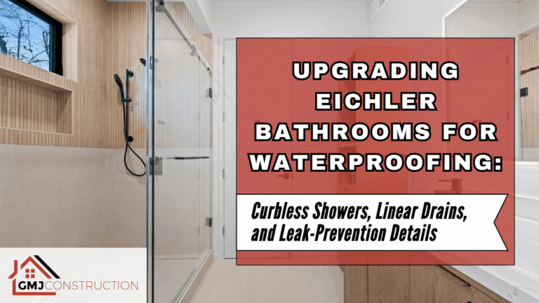 Eichler bathroom with curbless shower,