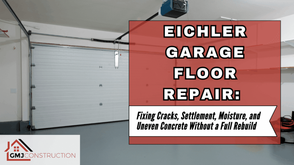 Eichler garage with red sign for