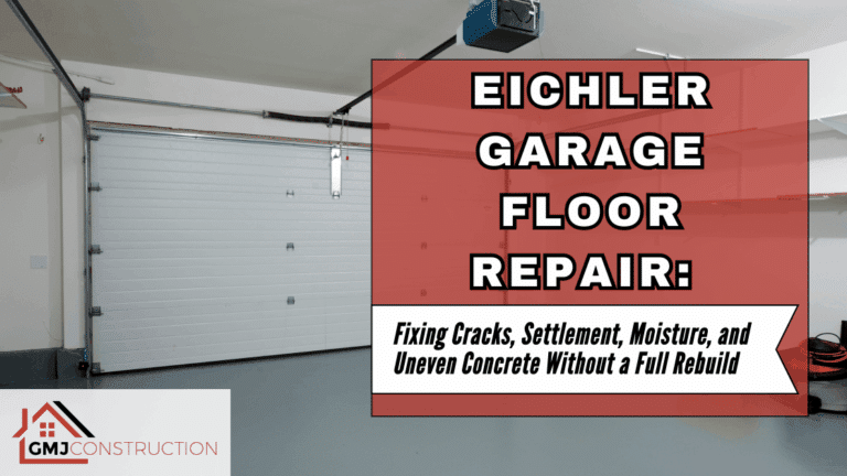 Eichler garage with red sign for