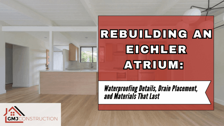 Empty Eichler atrium during rebuild with