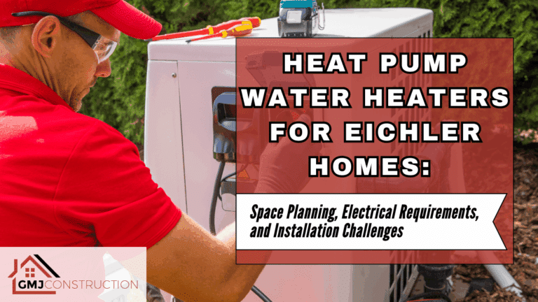 Man in red shirt installing a heat pump water heater