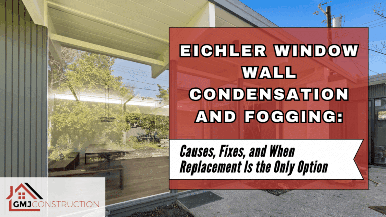 Red sign addressing Eichler window wall condensation