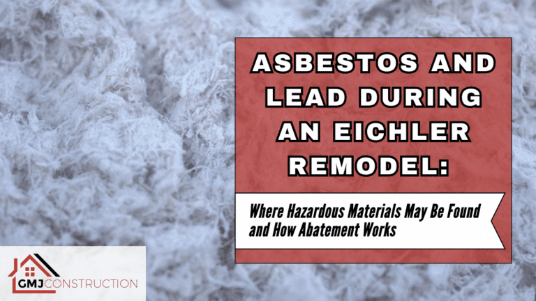Red sign indicating asbestos and lead present