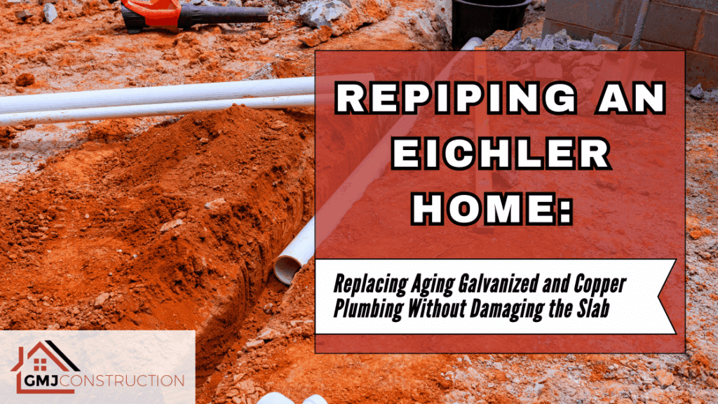 Red sign indicating repiping an Eichler
