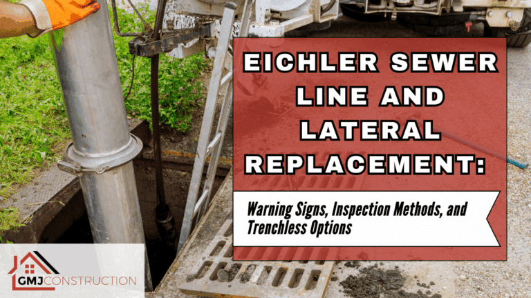 Sign for Eichler sewer line and material replacement service